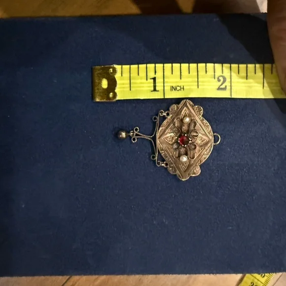 Antique- rose gold filled pearl and ruby pendant 😍 - Picture 6 of 6